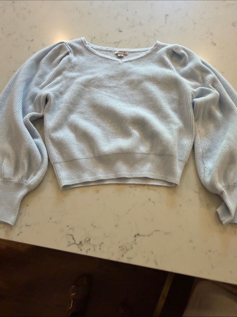 Habitual Light Blue Puff Sleeve Knit Sweater